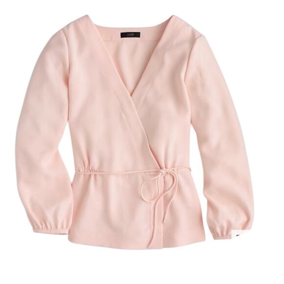 J.Crew Drapey crepe faux-wrap top Pink Size 00 - Picture 1 of 4